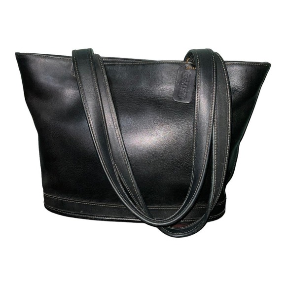 COACH VINTAGE BLACK LEATHER BLEECKER BUCKET BAG 9302 Made in United States - Picture 13 of 16